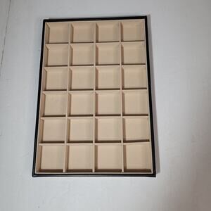 Elegant Tan & Black 24-Slot Jewelry Organizer Tray - 13x9" Display